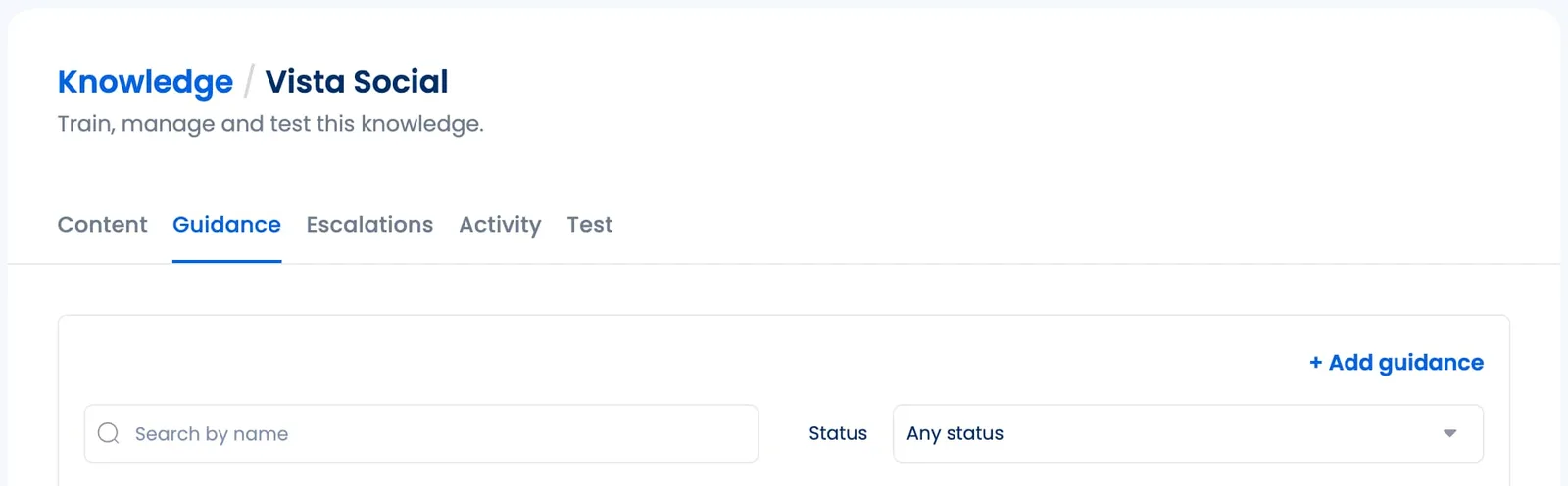 The guidelines and escalation menus where users can set even further specifications for the AI handling their customer conversations.
