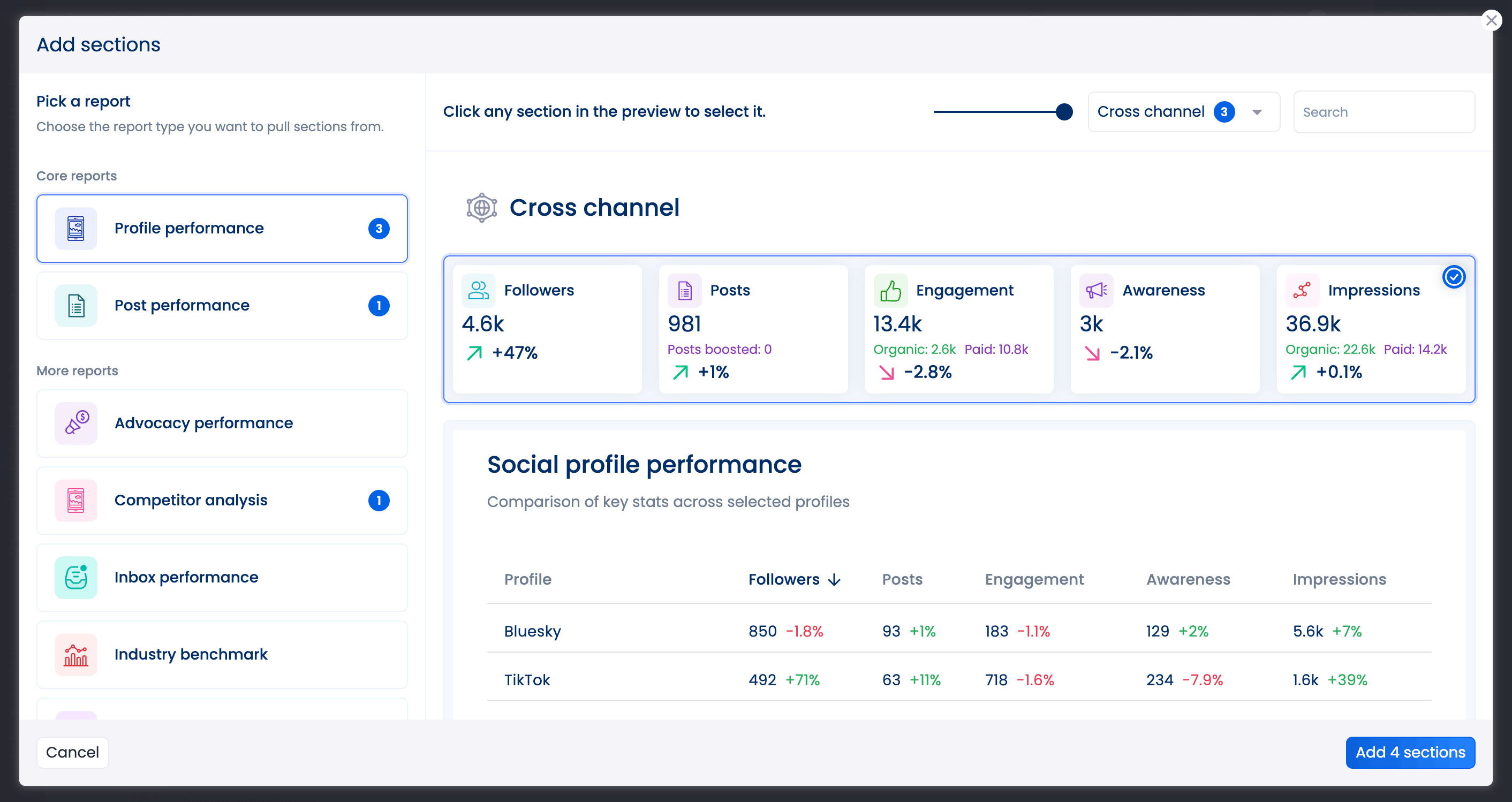 The custom report builder inside Vista Social.