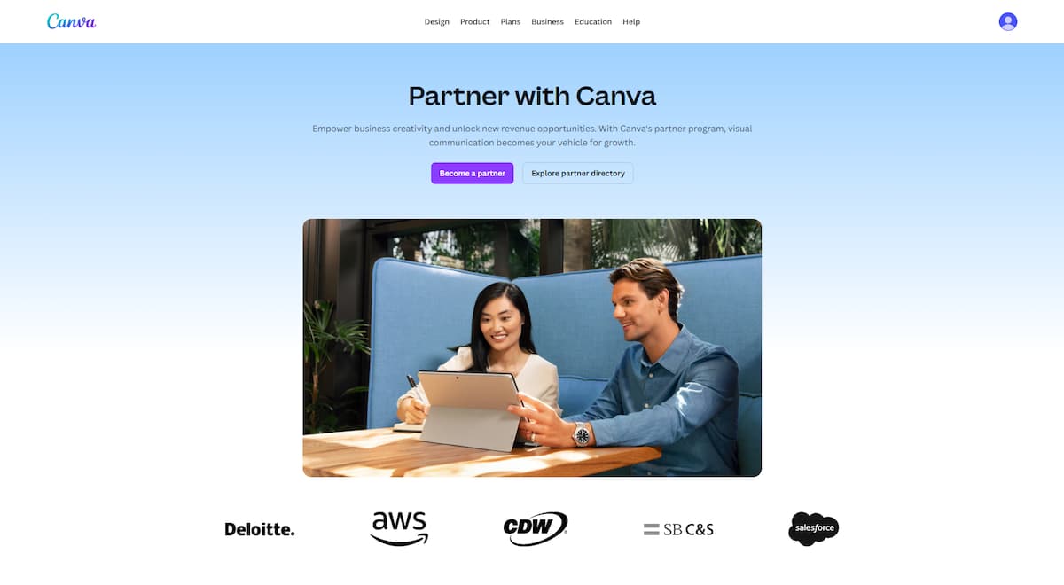 Canva's affiliate program details page.