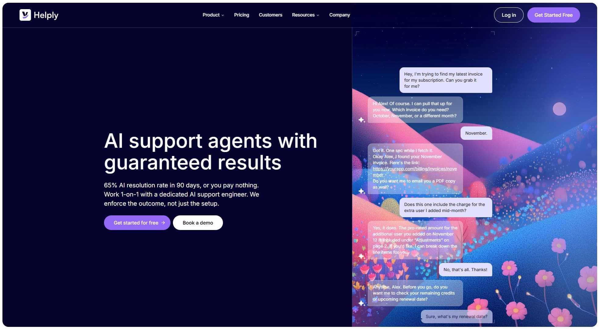 Manychat alternative Helply's website.