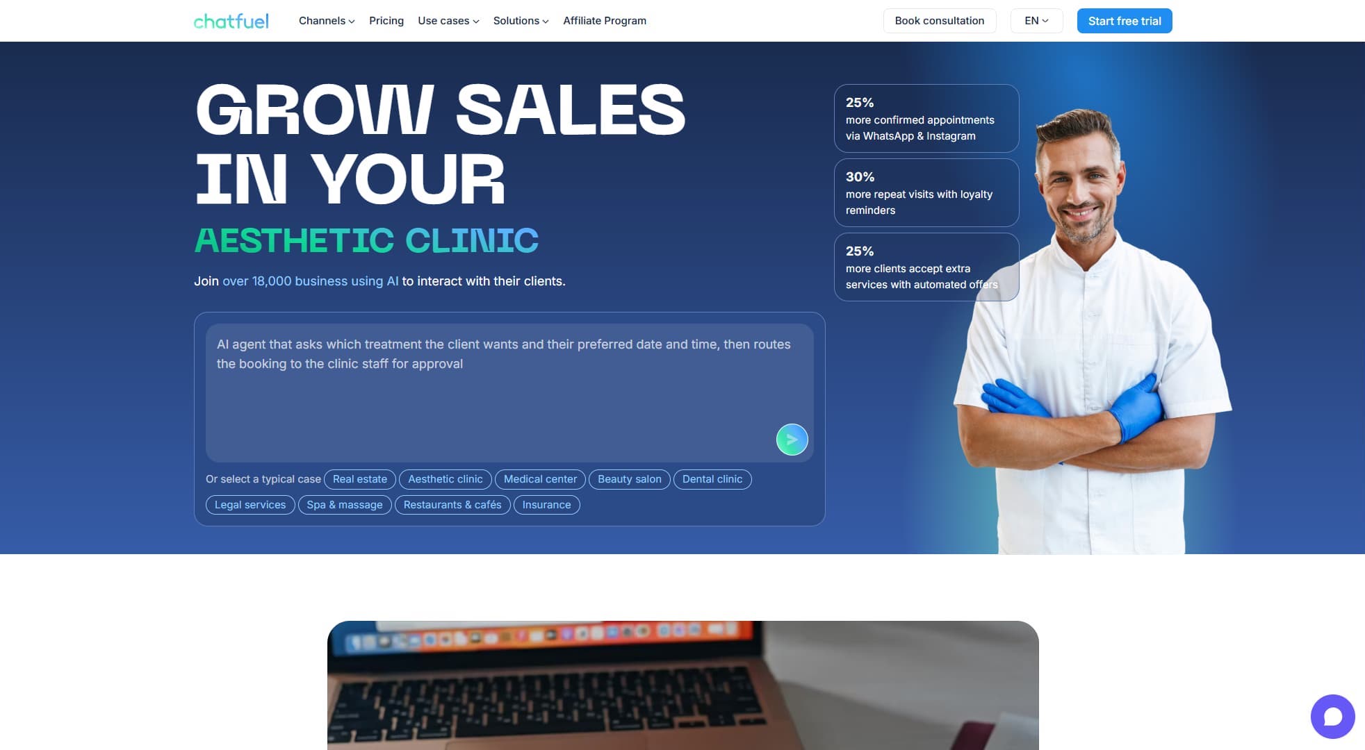 Manychat alternative Chatfuel's website.