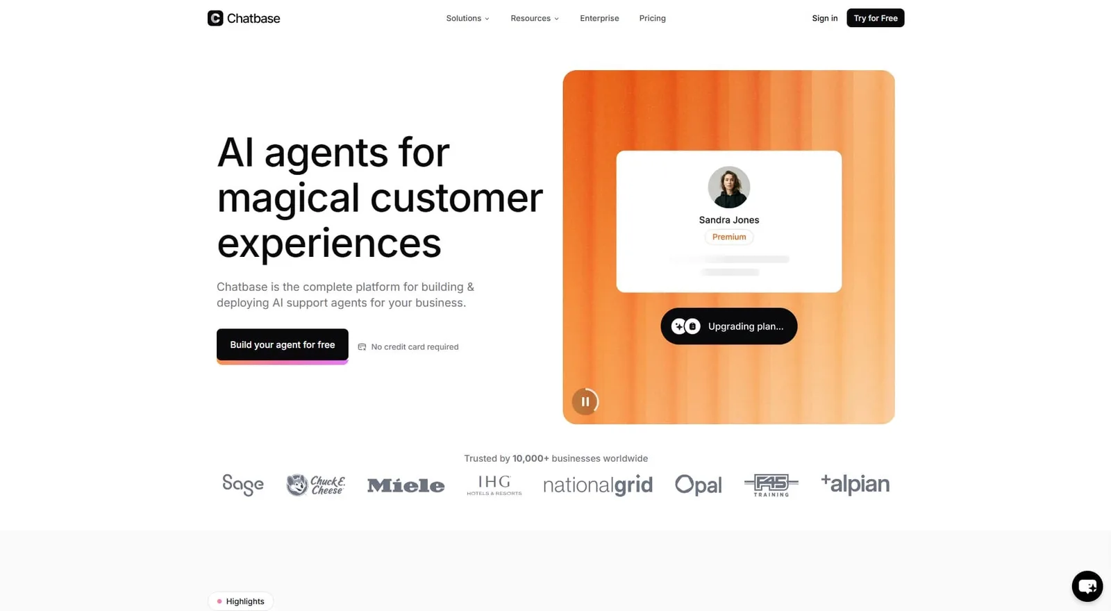 Manychat alternative Chatbase's website.