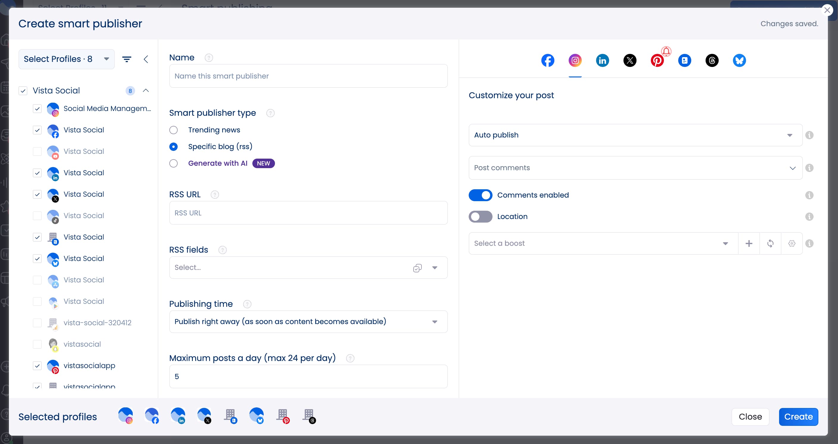 How to create a smart publishing workflow that automatically publishes blog posts from an RSS feed to social media.