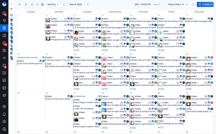 The Vista Social content calendar.