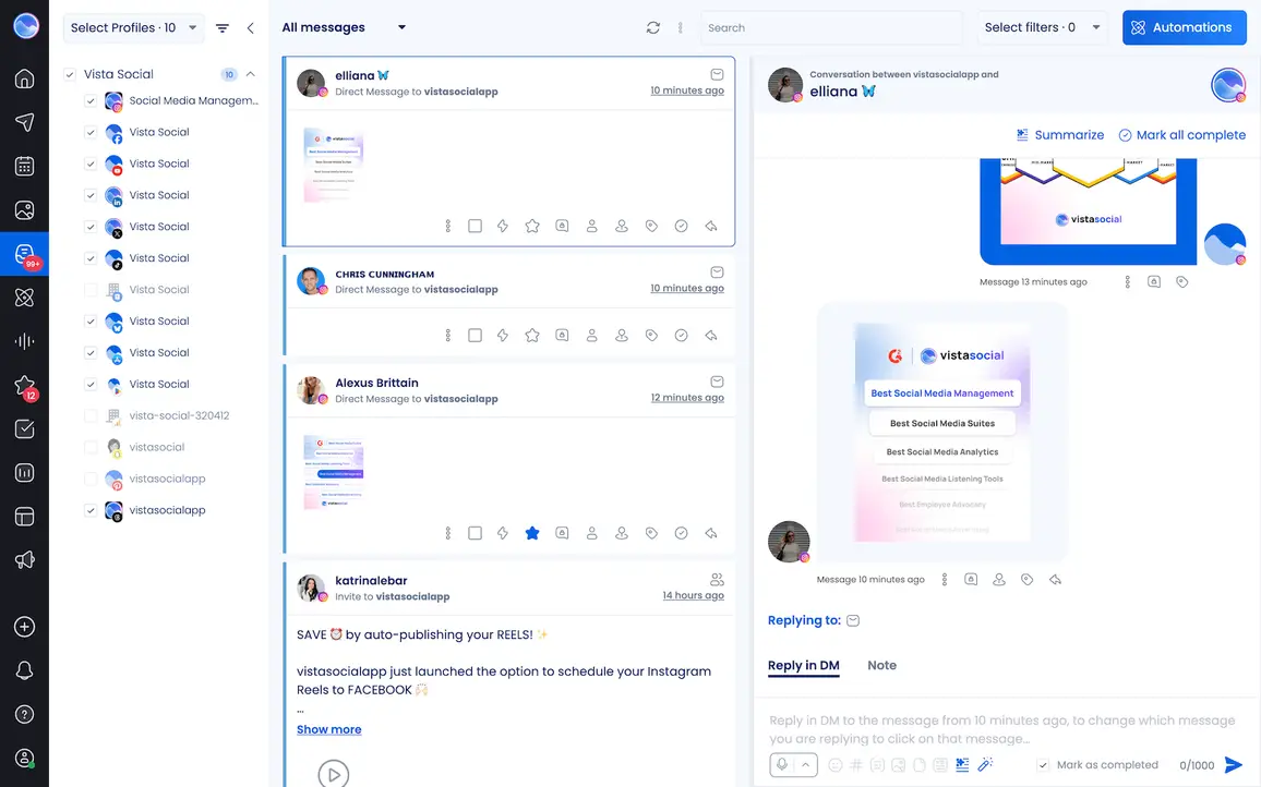 The Vista Social unified inbox.