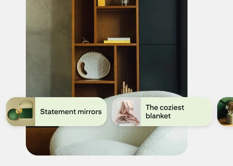 A mockup of a Pinterest showcase ad.