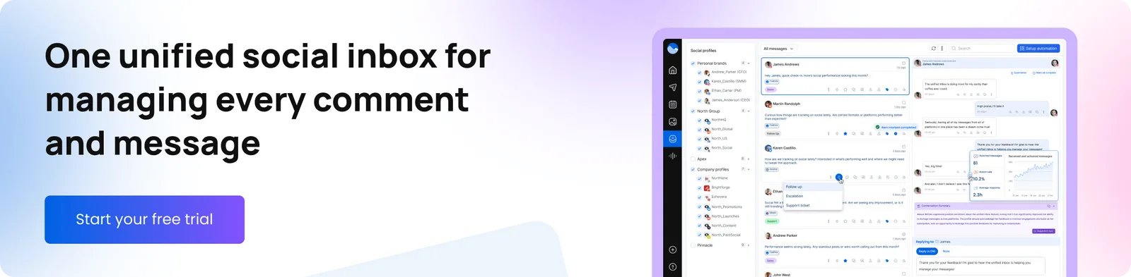 Get one unified social inbox for managing every comment and message with Vista Social.