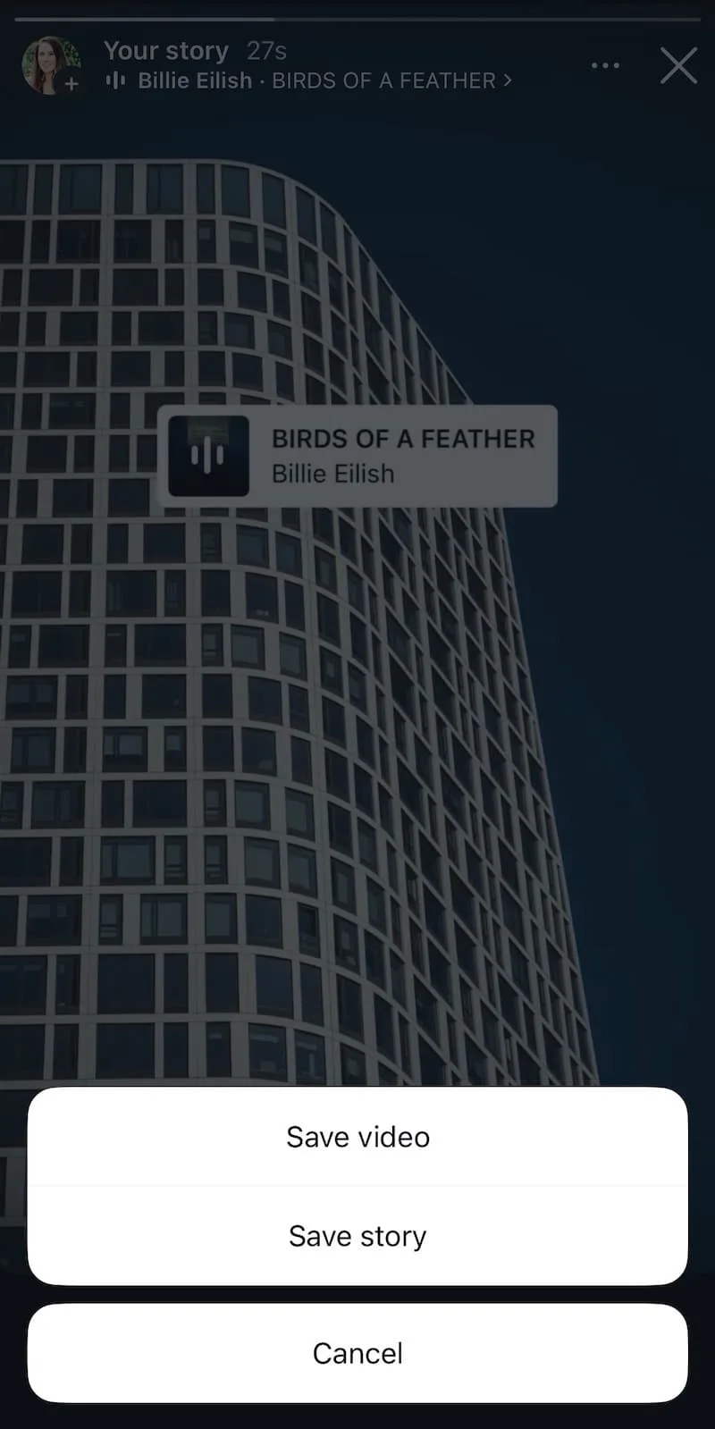 The saving options in an Instagram Story.