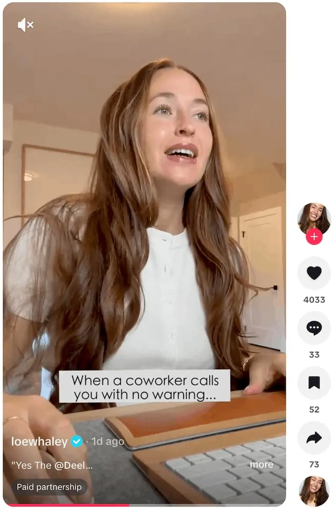 An example of influencer marketing from Deel.