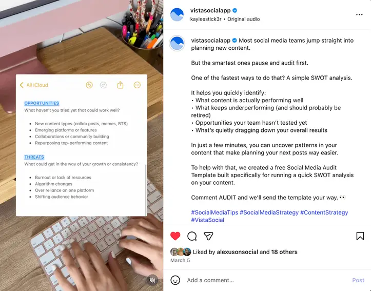 An Instagram DM automation example from Vista Social.