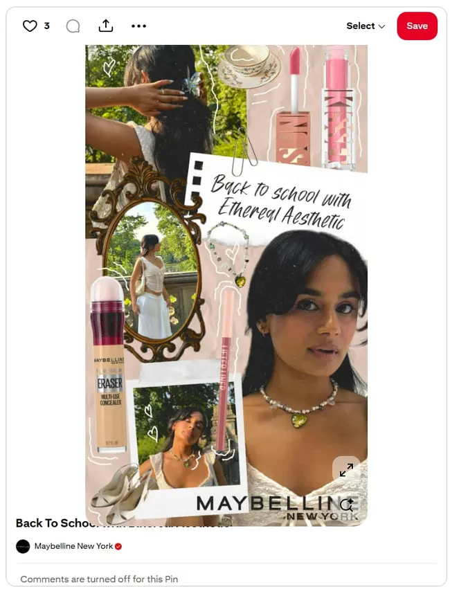 A Pinterest ad example from Maybelline New York.