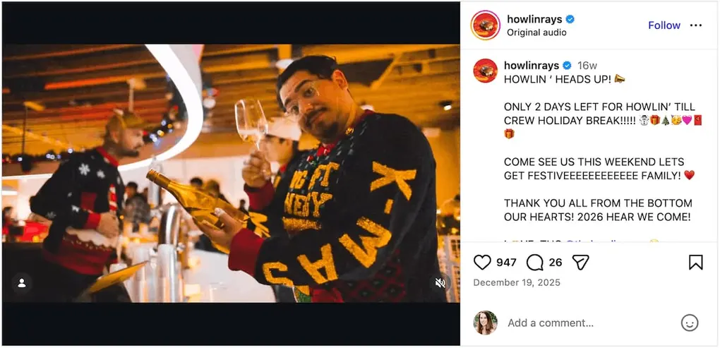 An Instagram post from @howlinrays.