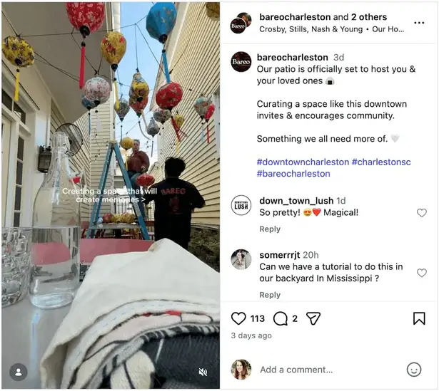 An Instagram post from @bareocharleston.