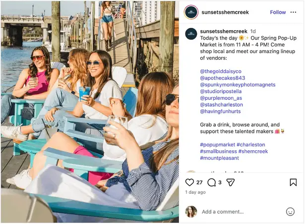 An Instagram post from @sunsetsshemcreek.