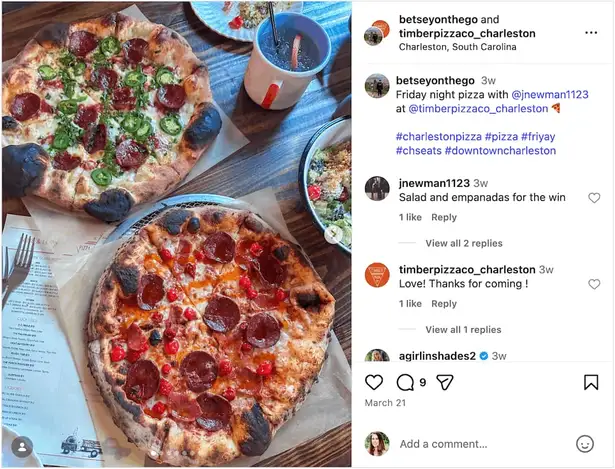 An Instagram post from @timberpizzaco_charleston.