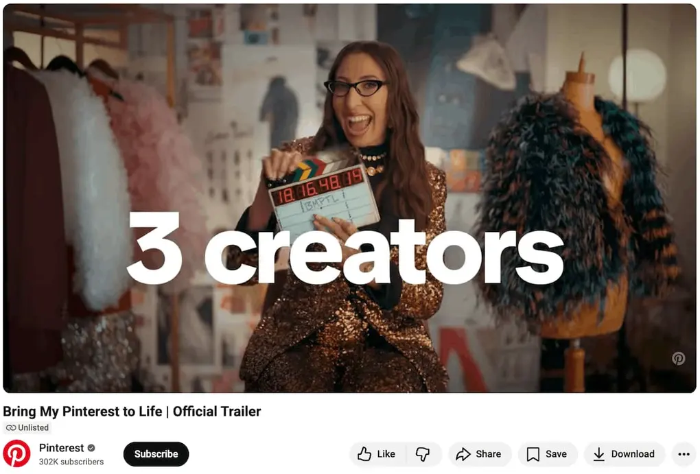 A YouTube video from Pinterest announcing its new TV series.