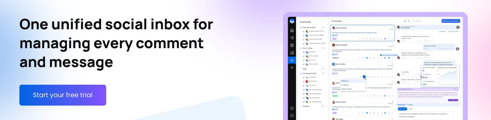 Get one unified social inbox for managing every comment and message with Vista Social.