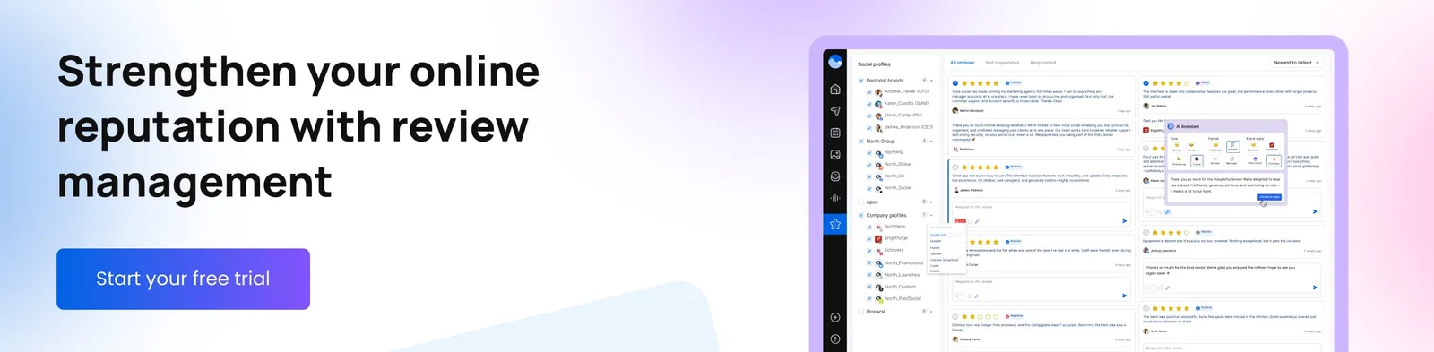 Strengthen your online reputation with Vista Social's review management capabilities.