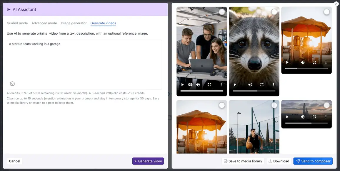 How to generate videos with AI in Vista Social.