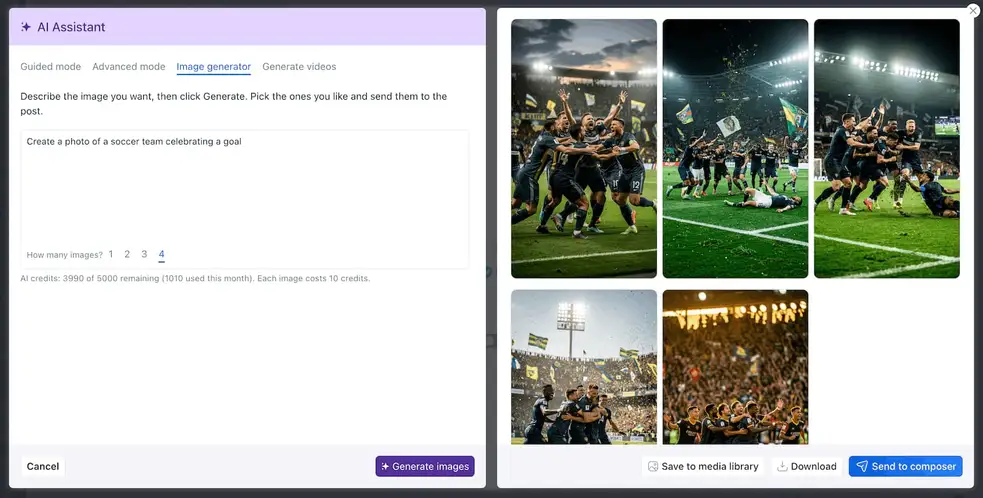 How to generate an image inside Vista Social.