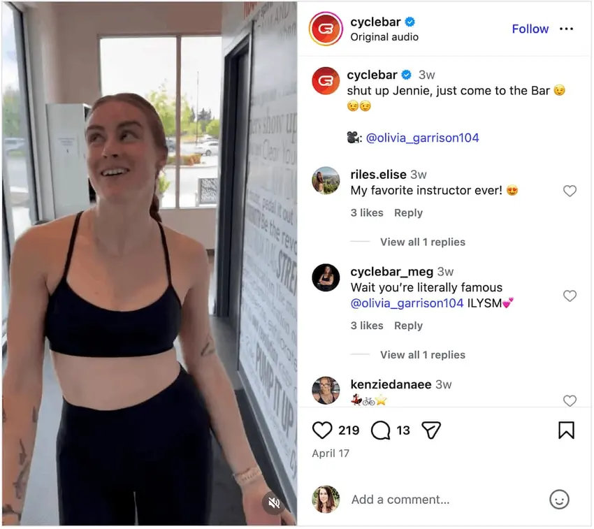 A screenshot of an Instagram Reel using trending audio.