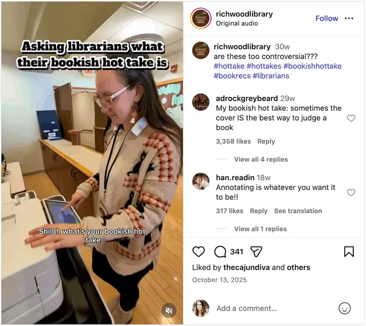 A screenshot of an Instagram Reel sharing hot takes.