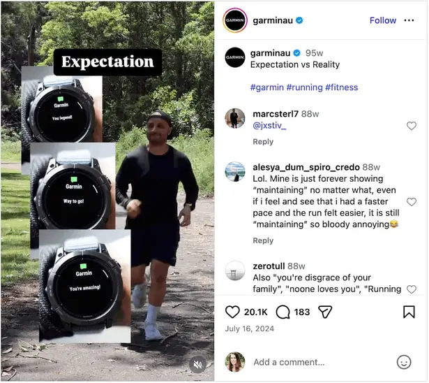 A screenshot of an expectation vs. reality Instagram Reel.