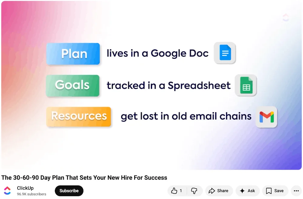 A YouTube video from project management software ClickUp.