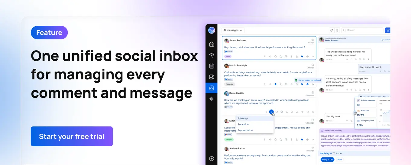 Get one unified social inbox for managing every comment and message with Vista Social.