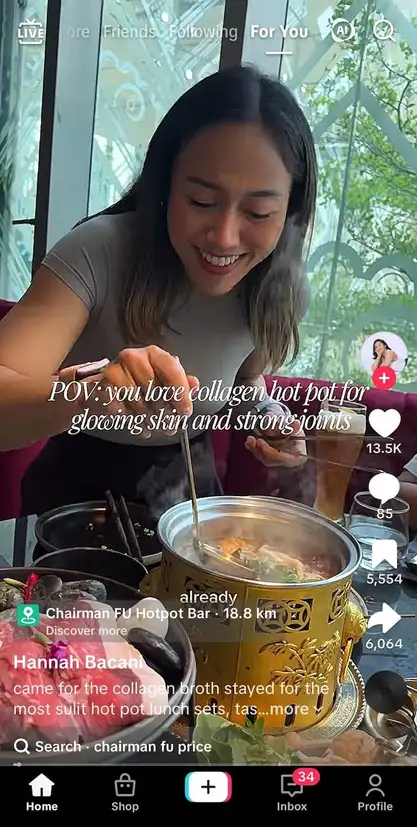 A screenshot of a TikTok video highlighting a local restaurant.