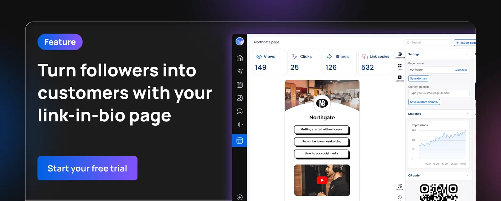 Turn your followers into customers with Vista Page's link-in-bio tool.