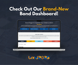 Promotional image showcasing a new bond dashboard with key information. Professional and informative tone.